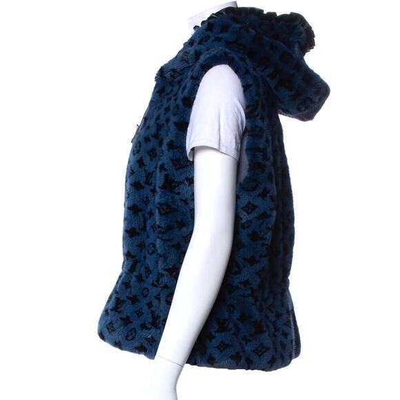 Louis Vuitton **RARE/LIMITED EDITION** Monogram Mink Peplum Vest - Blue - Picture 3 of 12